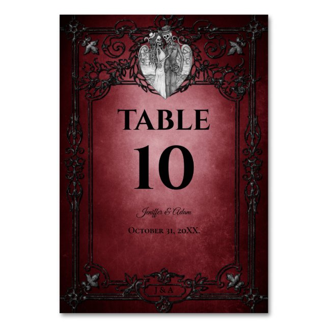 Gothic Halloween Alternative Hochzeit Tischnummer (Vorderseite)