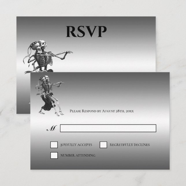 Gothic Halloween Alternative Wedding RSVP Card Karte (Vorne/Hinten)