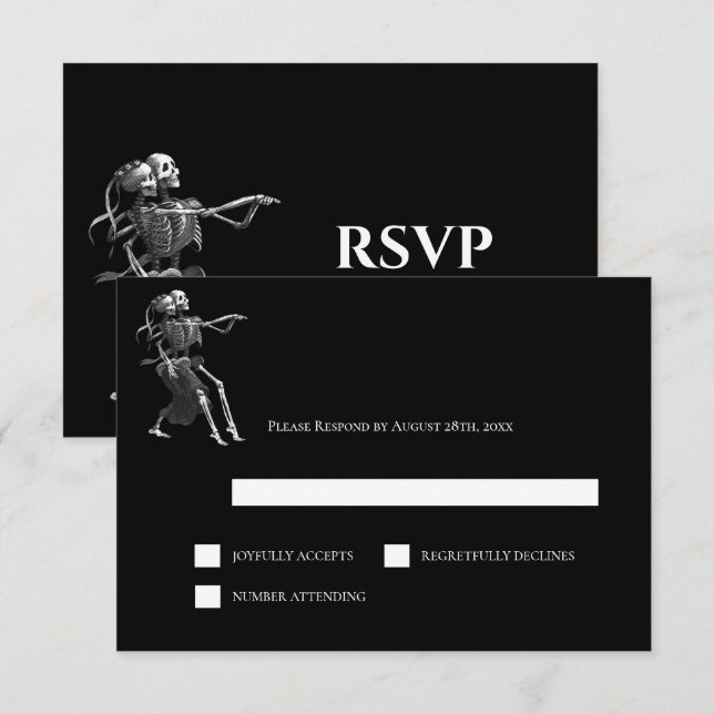 Gothic Halloween Alternative Wedding RSVP Card Karte (Vorne/Hinten)