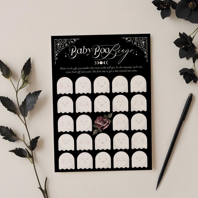 Gothic Halloween Baby Boo Bingo Shower Game Card Einladung (Gothic Halloween Baby Boo Bingo Baby Shower Game Invitation)