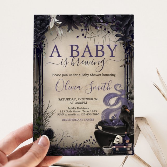 Gothic Halloween Baby ist das Brewing Baby Shower Einladung (A Baby is Brewing Baby Shower Invitation
)