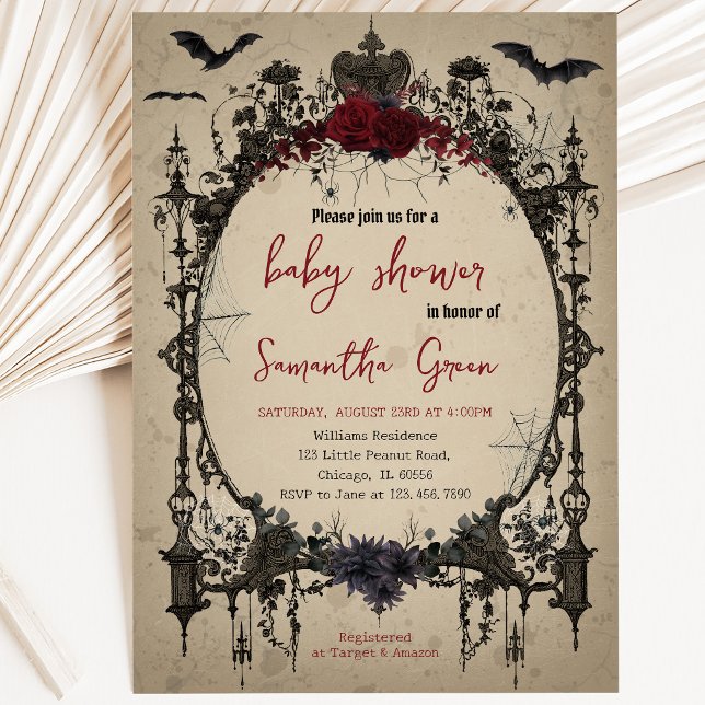 Gothic Halloween Baby Shower Einladung (Von Creator hochgeladen)