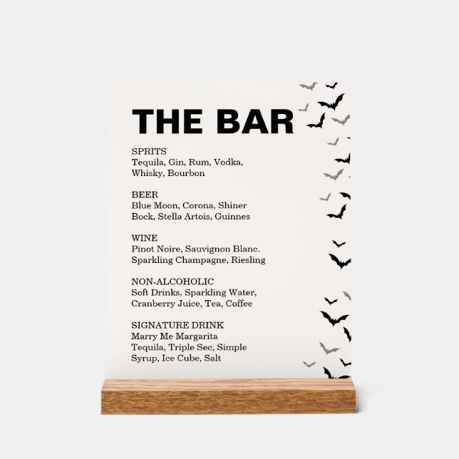 Gothic Halloween Black and Burgund Wedding Acrylschild (Vorderseite)