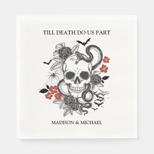 Gothic Halloween Black and Burgund Wedding Serviette (Vorderseite)