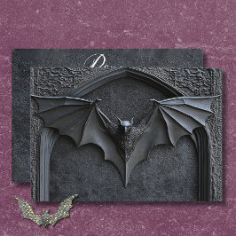 Gothic Halloween Black Bat & Arch Wedding QR Code RSVP Karte