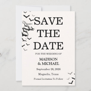 Gothic Halloween Black Bat Wedding Save The Date