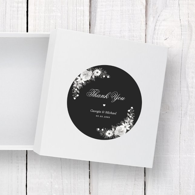 Gothic Halloween Black Floral Vielen Dank für Ihre Runder Aufkleber (Von Creator hochgeladen)