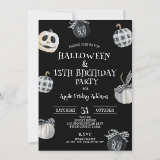 Gothic Halloween, Black Pumpkins Geburtstagsparty Einladung