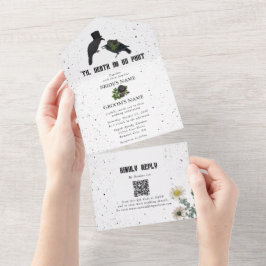 Gothic Halloween Black Rose Crows Wedding All In One Einladung