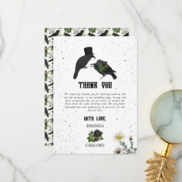 Gothic Halloween Black Rose Crows Wedding Dankeskarte
