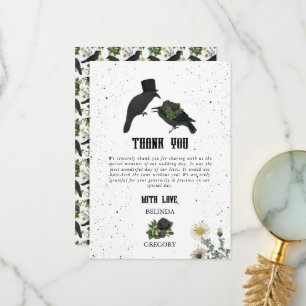 Gothic Halloween Black Rose Crows Wedding Dankeskarte