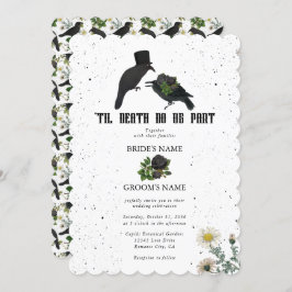 Gothic Halloween Black Rose Crows Wedding Einladung