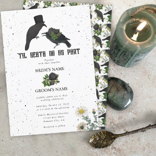Gothic Halloween Black Rose Crows Wedding Einladung