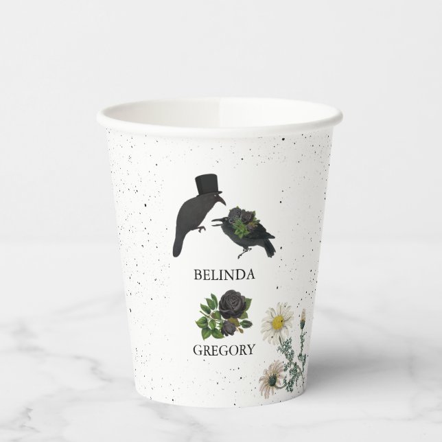 Gothic Halloween Black Rose Crows Wedding Pappbecher (Links)