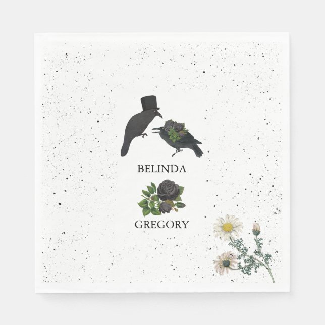 Gothic Halloween Black Rose Crows Wedding Serviette (Vorderseite)