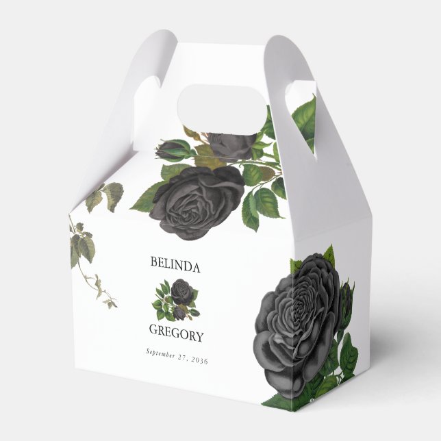 Gothic Halloween Black Rose White Wedding Geschenkschachtel (Vorderseite)