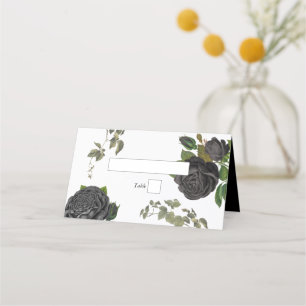 Gothic Halloween Black Rose White Wedding Platzkarte