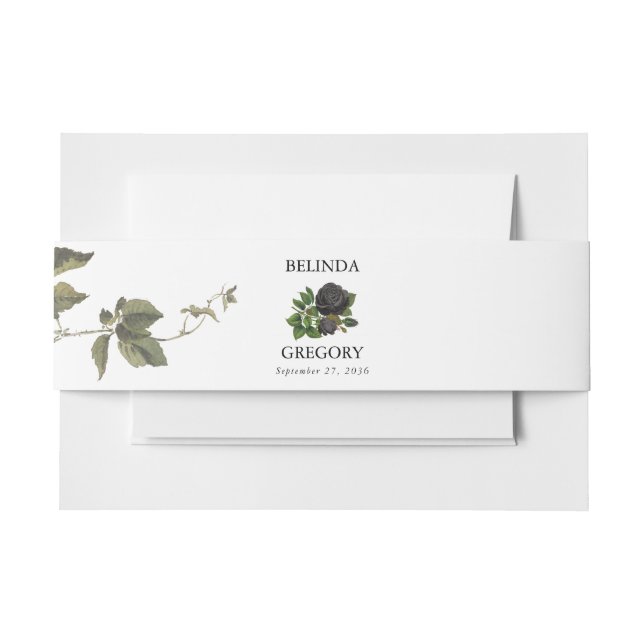 Gothic Halloween Black Roses White Wedding Einladungsbanderole (Vorderseite Beispiel)