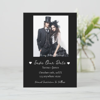 Gothic Halloween Black Save the Date Wedding Einladung
