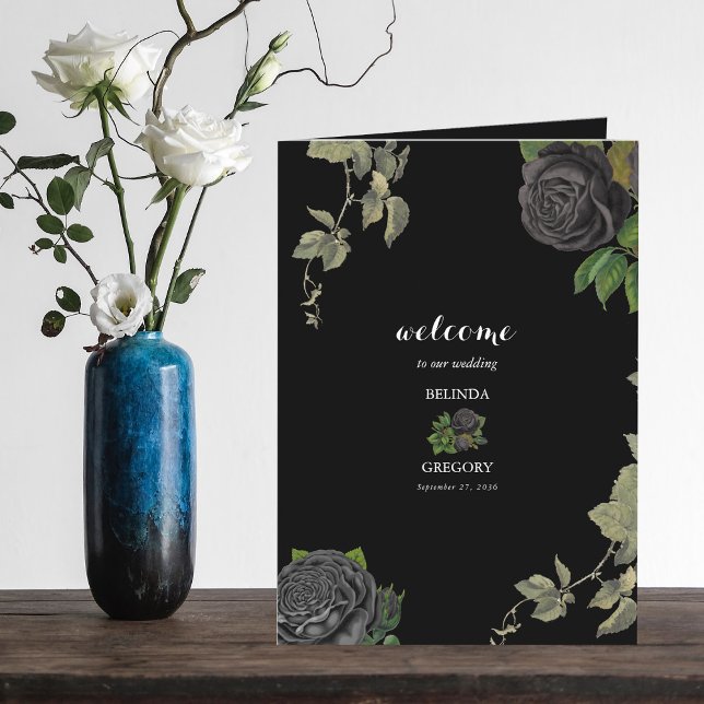 Gothic Halloween Black Wedding Order of Service Programm (Gothic Halloween Black Wedding Order of Service Program)