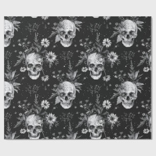 Gothic Halloween Botanisches Skulls-Muster Geschenkpapier