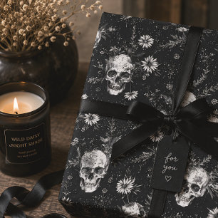Gothic Halloween Botanisches Skulls-Muster Geschenkpapier