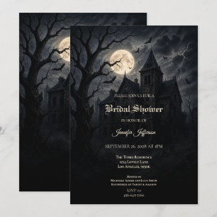 Gothic Halloween-Brautparty-Einladung im Burg-Stil Einladung
