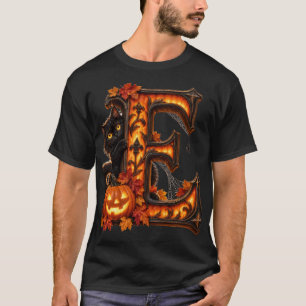 Gothic Halloween Buchstabe E – Gruseliger Kürbis & T-Shirt