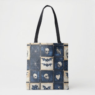Gothic Halloween Denim Patchwork Pattern