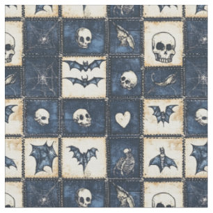 Gothic Halloween Denim Patchwork Pattern Stoff