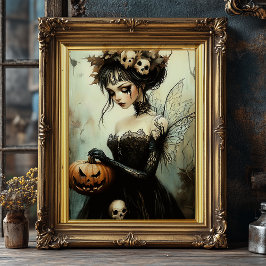 Gothic Halloween Fairy mit Skulls und Pumpkin Fotodruck