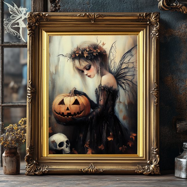 Gothic Halloween Fairy & Pumpkin Dark Fantasy Art Poster (Von Creator hochgeladen)