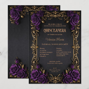 Gothic Halloween Floral Quinceanera Einladung
