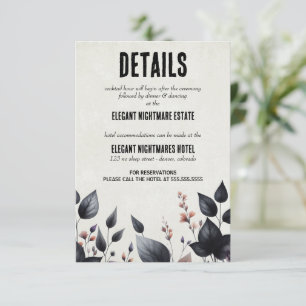 Gothic Halloween Floral Wedding Begleitkarte