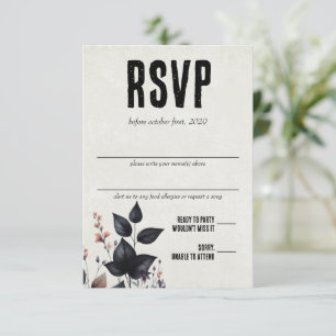 Gothic Halloween Floral Wedding RSVP Karte