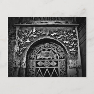 Gothic Halloween-Friedhof-Kryptofledermaus Postkarte