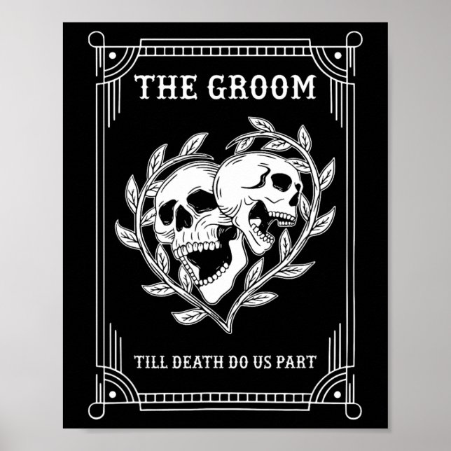 Gothic Halloween Groom Bride Wedding Chelorette Pa Poster (Vorne)
