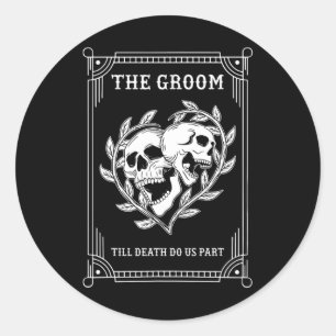 Gothic Halloween Groom Bride Wedding Chelorette Pa Runder Aufkleber