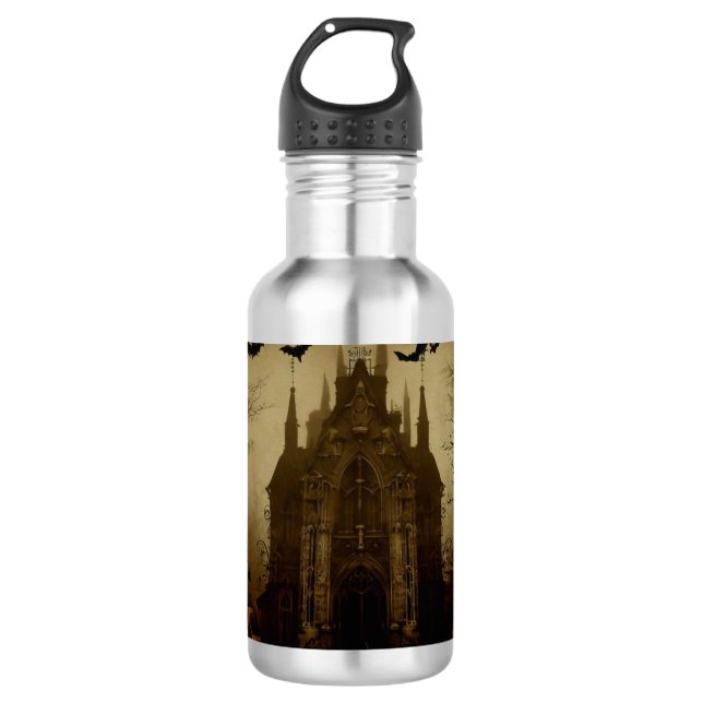 Gothic/Halloween/Herbst/Kürbis Edelstahlflasche (Vorderseite)