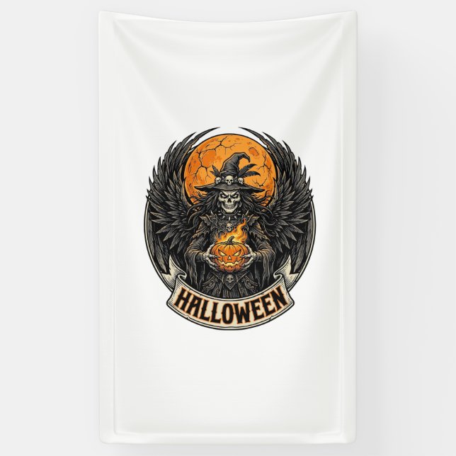 Gothic Halloween Hexe Vintage Banner (Vertikal)