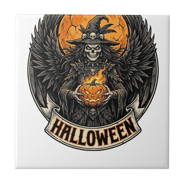 Gothic Halloween Hexe Vintage Fliese (Vorderseite)