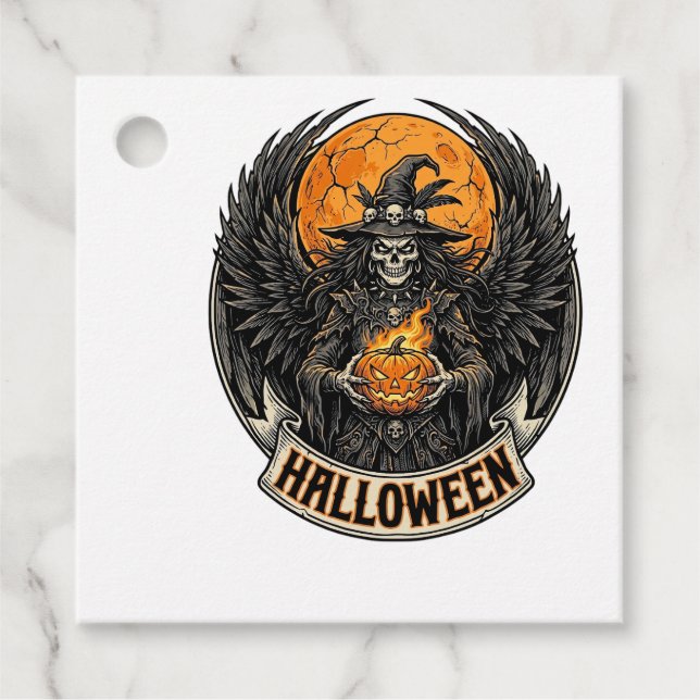 Gothic Halloween Hexe Vintage Geschenkanhänger (Vorderseite)