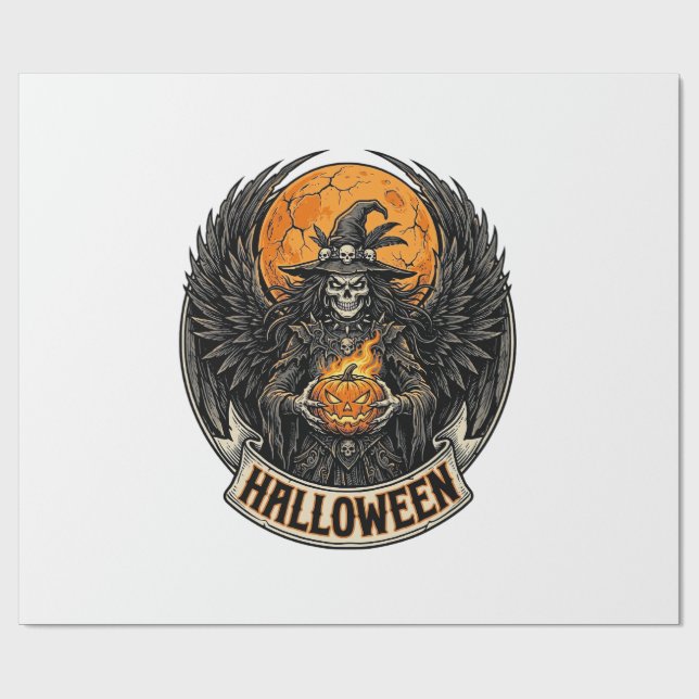 Gothic Halloween Hexe Vintage Geschenkpapier (Flach)