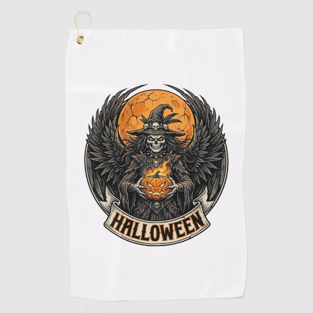 Gothic Halloween Hexe Vintage Golfhandtuch (Vorderseite)