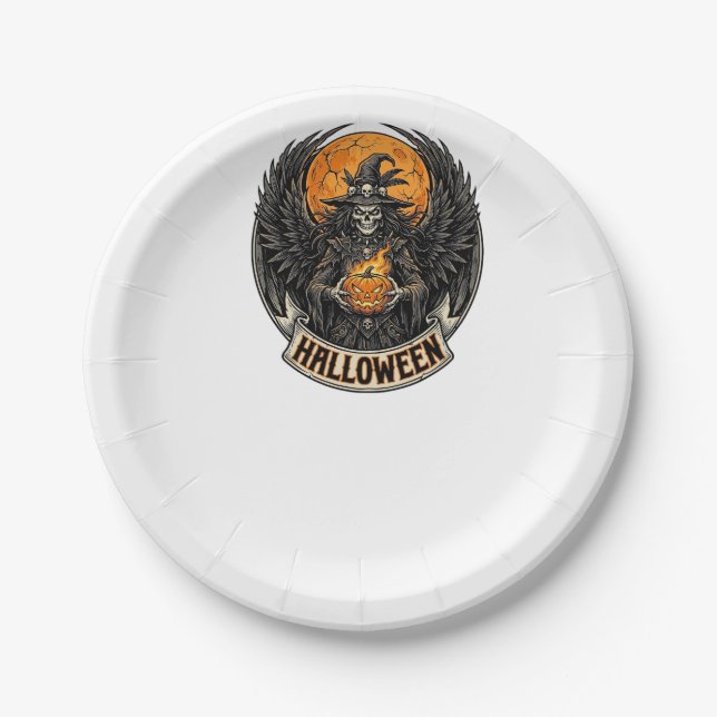 Gothic Halloween Hexe Vintage Pappteller (Vorderseite)