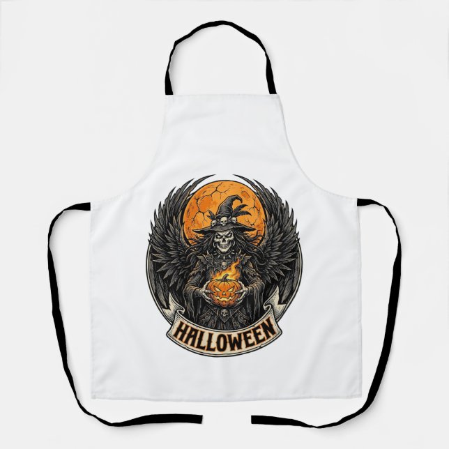 Gothic Halloween Hexe Vintage Schürze (Vorderseite)