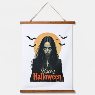 Gothic Halloween Hexe Wandteppich Mit Holzrahmen