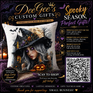 Gothic Halloween Hexenillustration Kissen