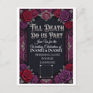 Gothic Halloween-Hochzeit Bis dass der Tod uns sch Einladungspostkarte