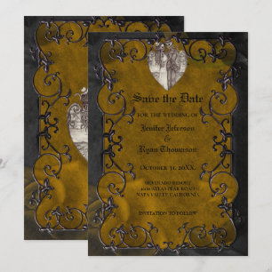 Gothic Halloween Hochzeit Save-the-Date-Einladung Ankündigung